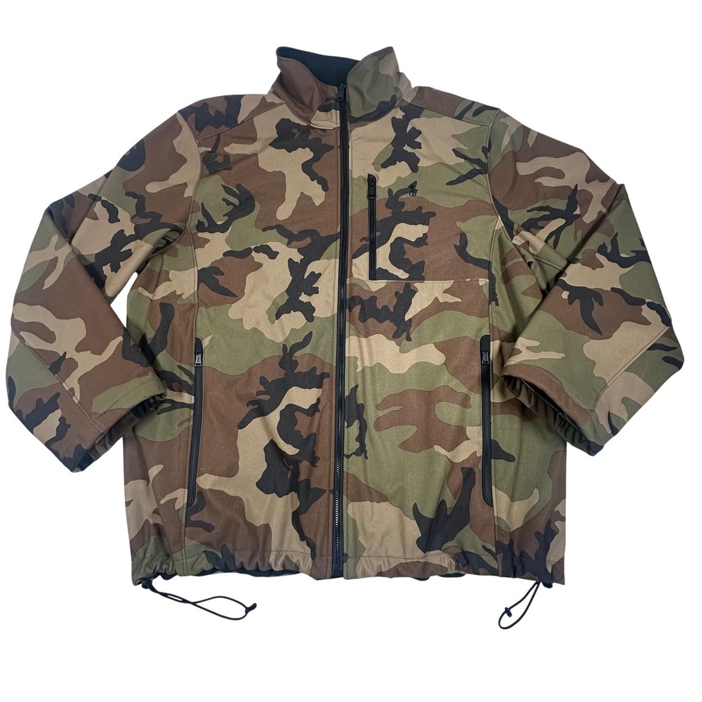 Polo Ralph Lauren Mens Camo Softshell Fleece Lined Jacket Full Zip Large Altered